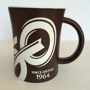 Tim Hortons 50 Years Coffee Mug Brown Etched White Lettering 2014 French English